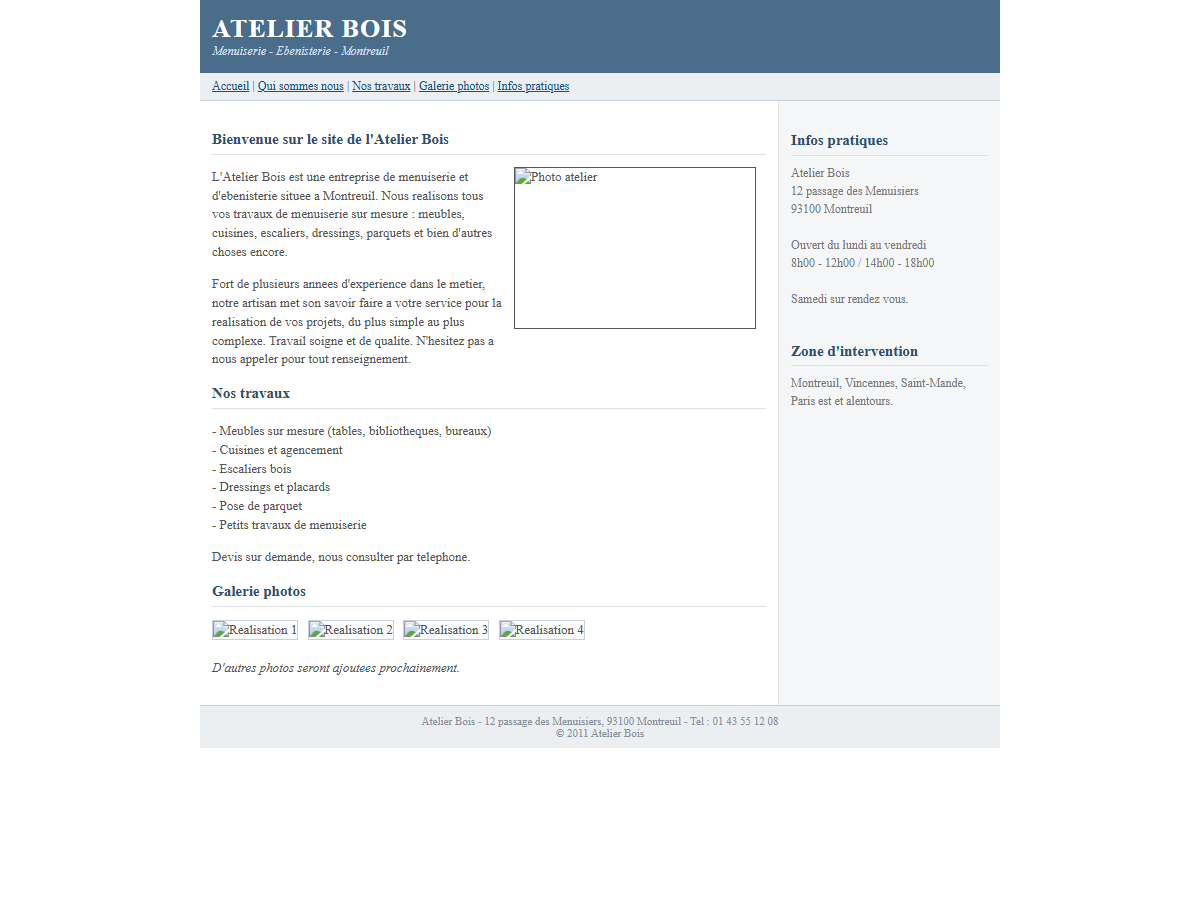 Atelier Bois — ancien site avant la refonte