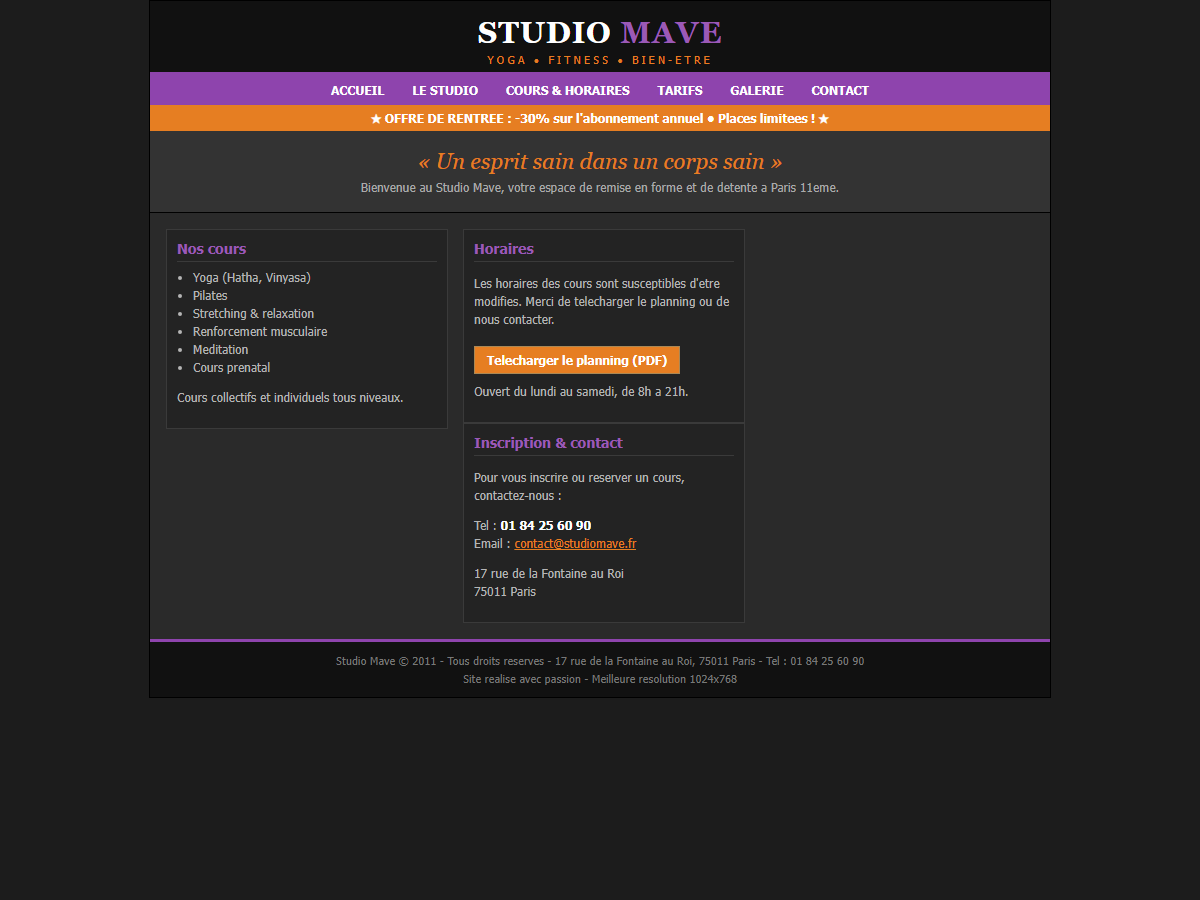 Studio Mave — ancien site avant la refonte